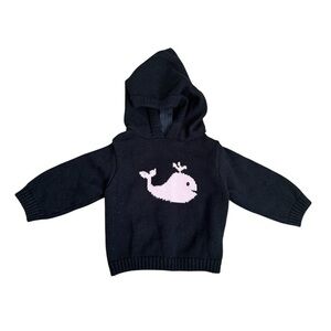 Carriage Boutique Navy Hoodie with Pink Whale Design